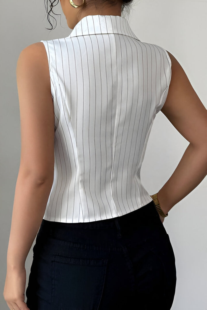 Summer European And American Temperament Striped Sleeveless Shirt