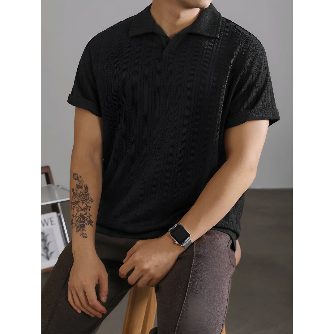 Wheat Woven Texture Summer Breathable Slim Fit Business